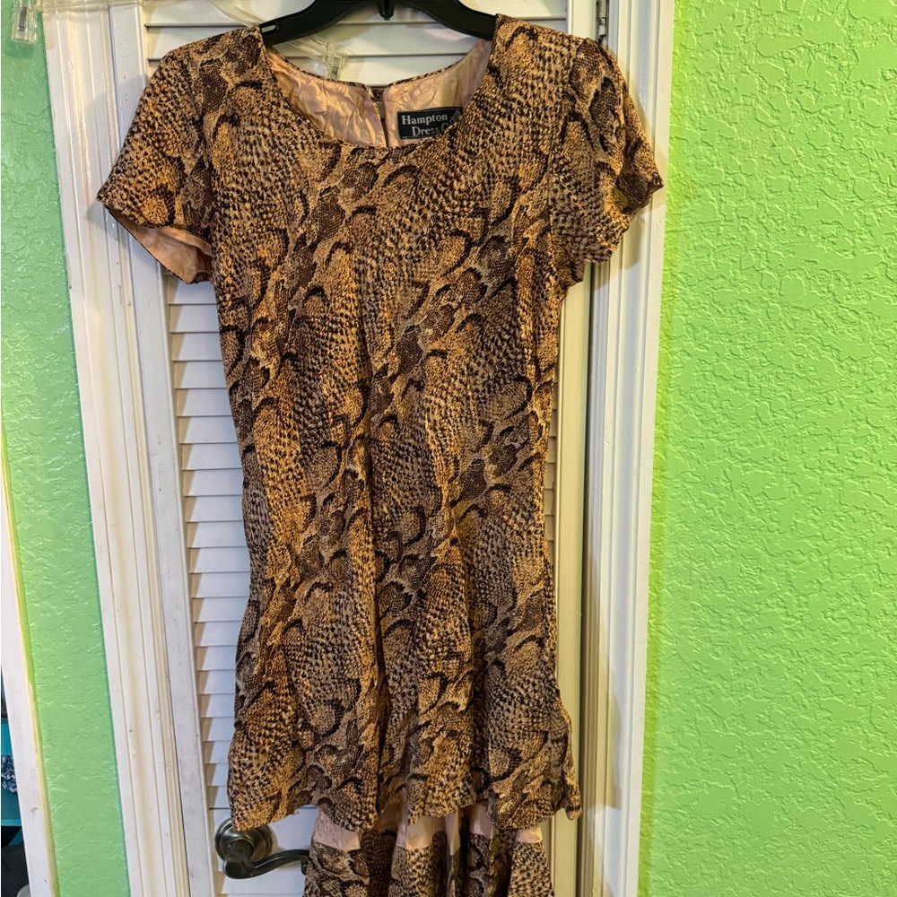 Snake Print High Low Dress